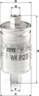 Mann-Filter WK 612/3 - Топливный фильтр unicars.by