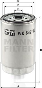 Mann-Filter WK 842/16 - Топливный фильтр unicars.by