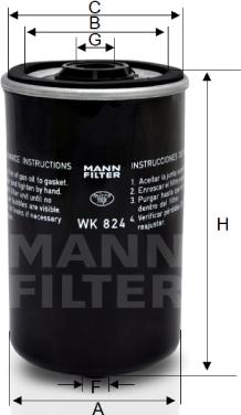 Mann-Filter WK 824 - Топливный фильтр unicars.by