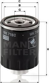 Mann-Filter WK 718/2 - Топливный фильтр unicars.by