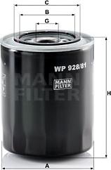 Mann-Filter WP 928/81 - Масляный фильтр unicars.by