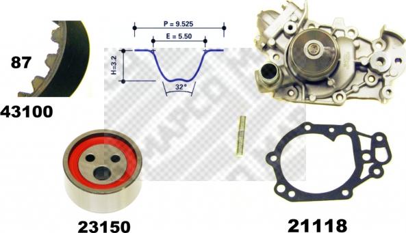 Mapco 41100 - Водяной насос + комплект зубчатого ремня ГРМ unicars.by