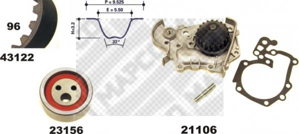 Mapco 41122/1 - Водяной насос + комплект зубчатого ремня ГРМ unicars.by