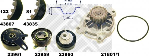 Mapco 41819/1 - Водяной насос + комплект зубчатого ремня ГРМ unicars.by