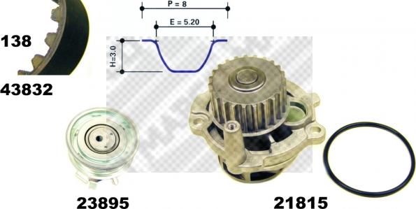 Mapco 41832 - Водяной насос + комплект зубчатого ремня ГРМ unicars.by