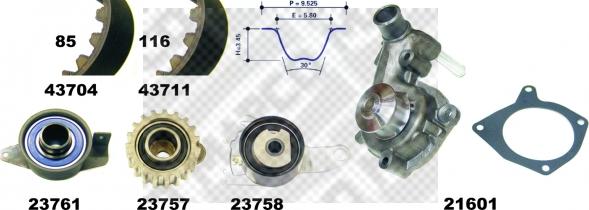 Mapco 41712/2 - Водяной насос + комплект зубчатого ремня ГРМ unicars.by