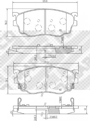 Mapco 6743 - Тормозные колодки, дисковые, комплект unicars.by