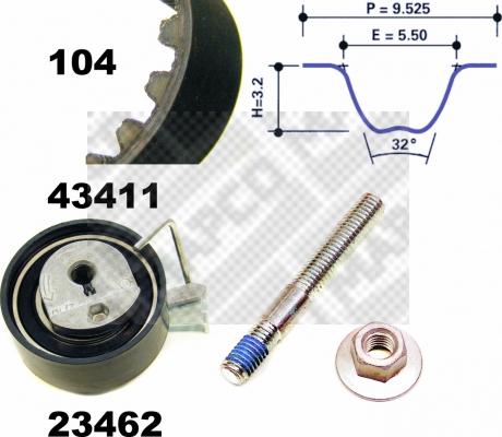 Mapco 23411 - Комплект зубчатого ремня ГРМ unicars.by