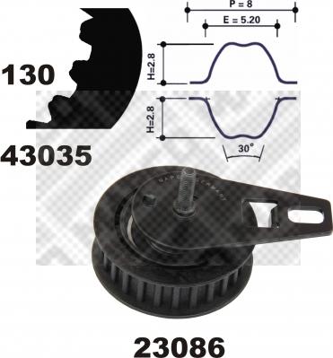 Mapco 23035 - Комплект зубчатого ремня ГРМ unicars.by