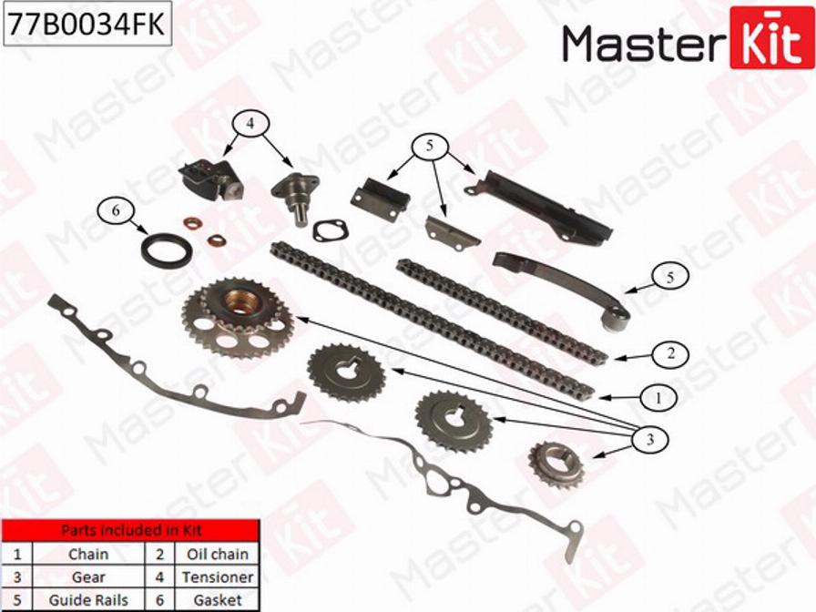 MasterKit 77B0034FK - Комплект цепи привода распредвала unicars.by