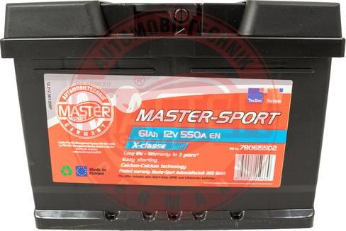 MASTER-SPORT GERMANY 780615502 - Стартерная аккумуляторная батарея, АКБ unicars.by