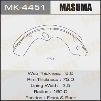 MASUMA MK-4451 - Комплект тормозных колодок, барабанные unicars.by