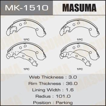 MASUMA MK-1510 - Комплект тормозных колодок, барабанные unicars.by