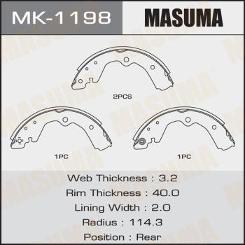 MASUMA MK-1198 - Комплект тормозных колодок, барабанные unicars.by