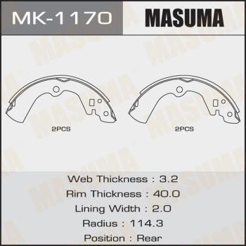 MASUMA MK-1170 - Комплект тормозных колодок, барабанные unicars.by