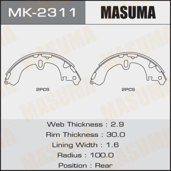 MASUMA MK-2311 - Комплект тормозных колодок, барабанные unicars.by