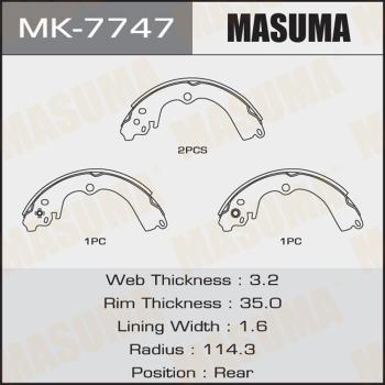 MASUMA MK-7747 - Комплект тормозных колодок, барабанные unicars.by