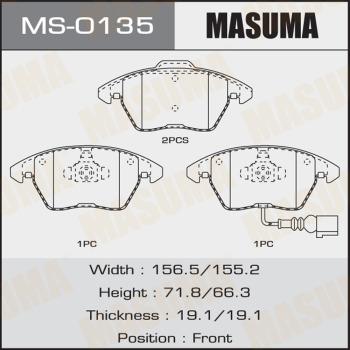 MASUMA MS-0135 - Комплект тормозных колодок, барабанные unicars.by