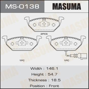 MASUMA MS-0138 - Комплект тормозных колодок, барабанные unicars.by