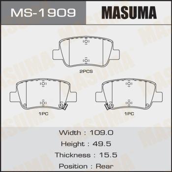 MASUMA MS-1909 - Комплект тормозных колодок, барабанные unicars.by