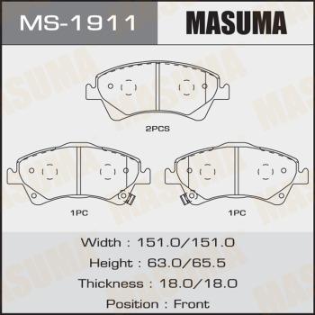 MASUMA MS-1911 - Комплект тормозных колодок, барабанные unicars.by