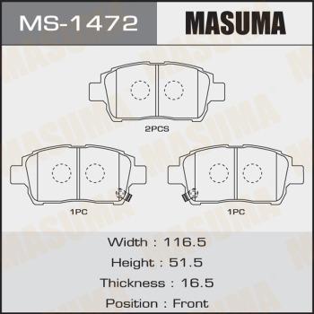 MASUMA MS-1472 - Комплект тормозных колодок, барабанные unicars.by