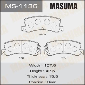 MASUMA MS-1136 - Комплект тормозных колодок, барабанные unicars.by