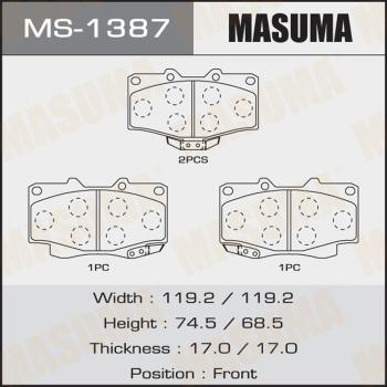 MASUMA MS-1387 - Комплект тормозных колодок, барабанные unicars.by