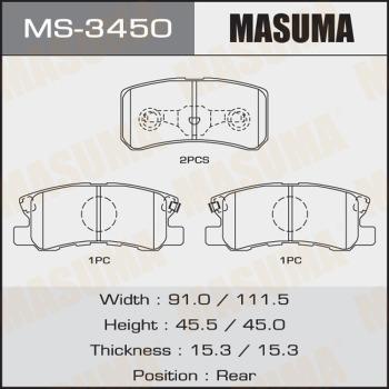 MASUMA MS-3450 - Комплект тормозных колодок, барабанные unicars.by