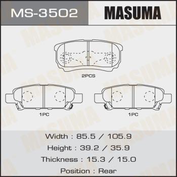 MASUMA MS-3502 - Комплект тормозных колодок, барабанные unicars.by