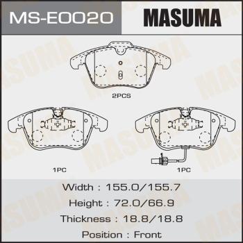 MASUMA MS-E0020 - Комплект тормозных колодок, барабанные unicars.by