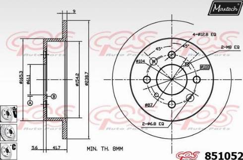 Maxtech 851052.6880 - Тормозной диск unicars.by