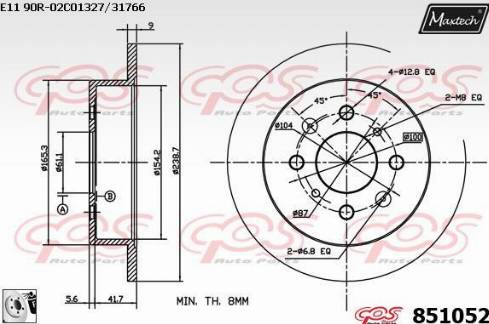 Maxtech 851052.0080 - Тормозной диск unicars.by