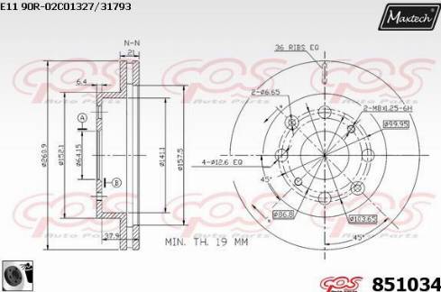 Maxtech 851034.0060 - Тормозной диск unicars.by