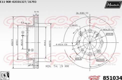 Maxtech 851034.0080 - Тормозной диск unicars.by