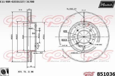 Maxtech 851036.0060 - Тормозной диск unicars.by