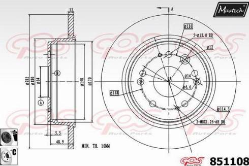 Maxtech 851108.6060 - Тормозной диск unicars.by