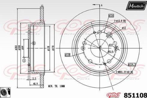 Maxtech 851108.0060 - Тормозной диск unicars.by