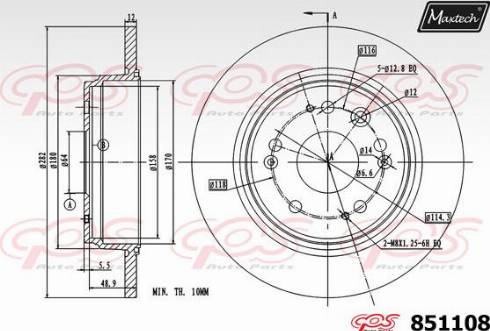 Maxtech 851108.0000 - Тормозной диск unicars.by