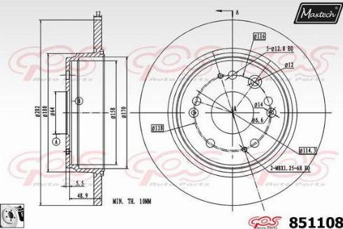 Maxtech 851108.0080 - Тормозной диск unicars.by