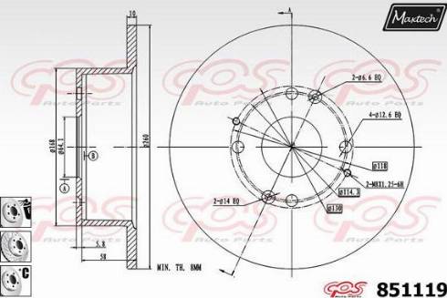 Maxtech 851119.6880 - Тормозной диск unicars.by