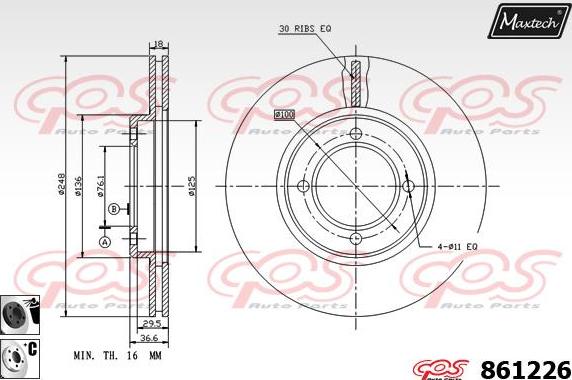 Maxtech 853012 - Тормозной диск unicars.by