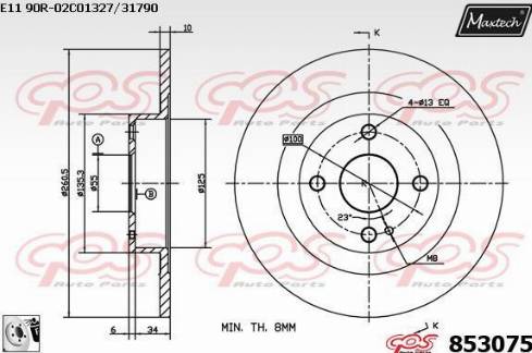 Maxtech 853075.0080 - Тормозной диск unicars.by