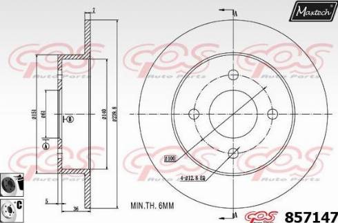 Maxtech 857147.6060 - Тормозной диск unicars.by