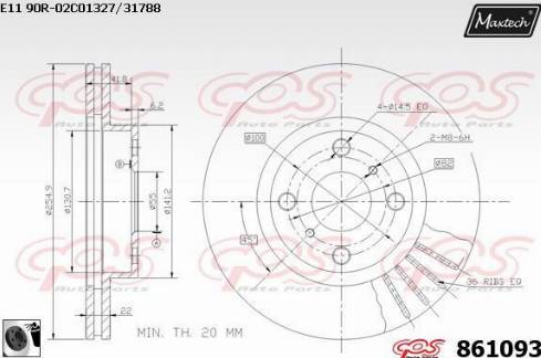 Maxtech 861093.0060 - Тормозной диск unicars.by