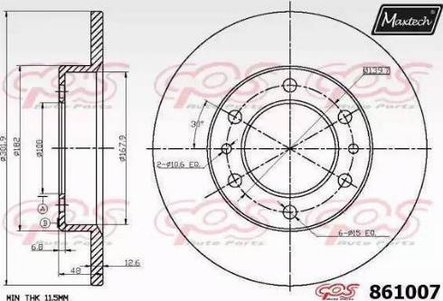 Maxtech 861007.6060 - Тормозной диск unicars.by