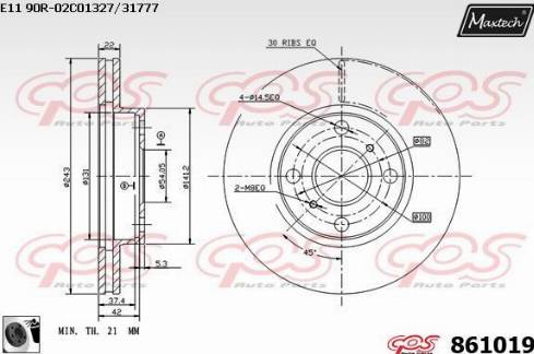 Maxtech 861019.0060 - Тормозной диск unicars.by