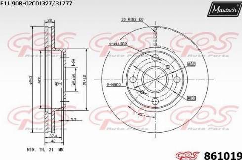 Maxtech 861019.0000 - Тормозной диск unicars.by