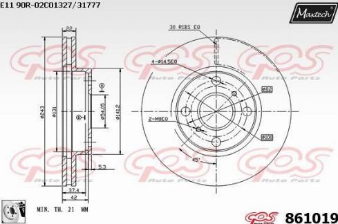 Maxtech 861019.0080 - Тормозной диск unicars.by