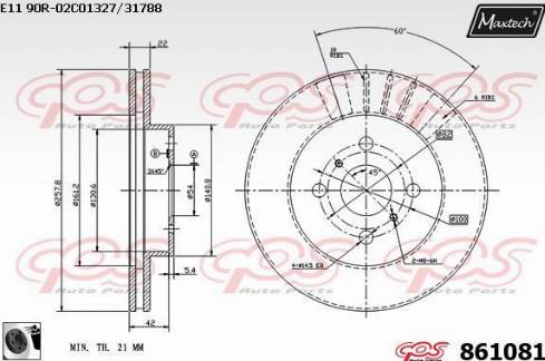 Maxtech 861081.0060 - Тормозной диск unicars.by